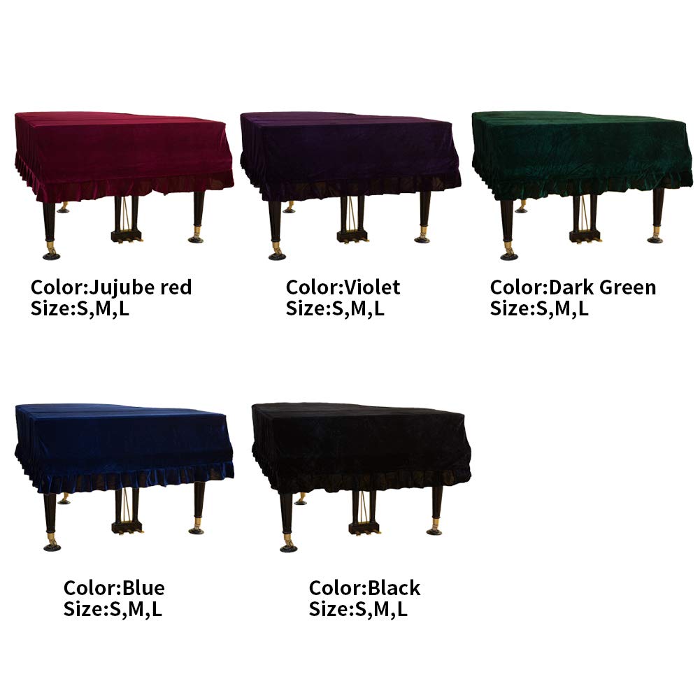 Klavierabdeckung, staubdichte Abdeckung Samt Flügelabdeckung Stoff waschbar Triangle Bordered Piano Cover