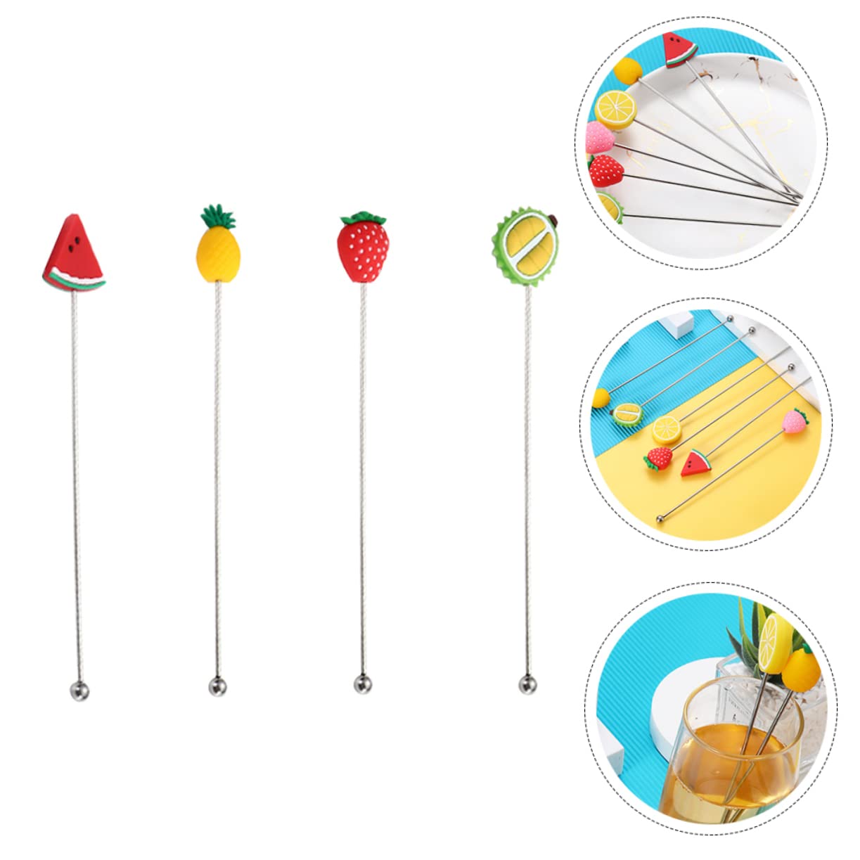 OFFSCH Your Drink 4pcs Stainless Steel Tea Cocktail Stirrers Non-slip Easy to Cle