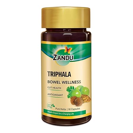 Zandu Triphala Capsules, Supports Bowel Wellness & Healthy Gut, Helps to Boost Immunity & Useful for Digestion, Antioxidant Properties - 90 Veg Capsules