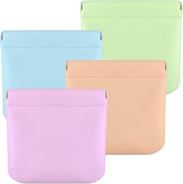 4pcs Pocket Cosmetic Bag Squeeze Top, Waterproof Portable Mini Travel Makeup Bag No Zipper Pocket Makeup Bags for Cosmetics Earphones Jewelry Storage (Light Colors)