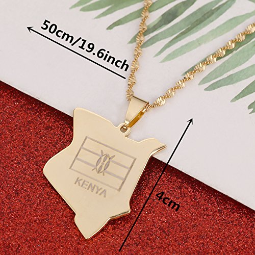Kenya Map Pendant Necklaces Jewellery Gold African Country Map Kenyans Jewelry2