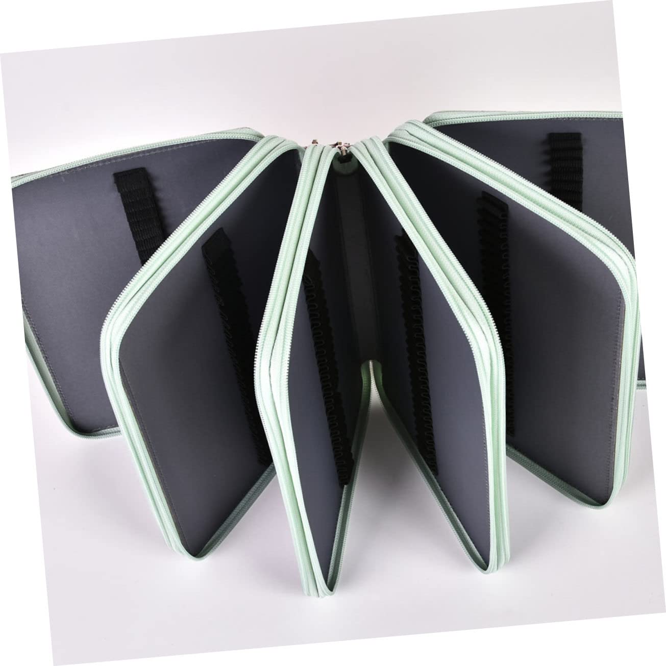 Astuccio Portapenne 252 Scomparti Capiente, Borsa Scuola per Ragazze | Pu Poliestere, Chiusura Zip Cordino Elastico e Maniglia, Tono Verde Chiaro, Decorazioni Scuola
