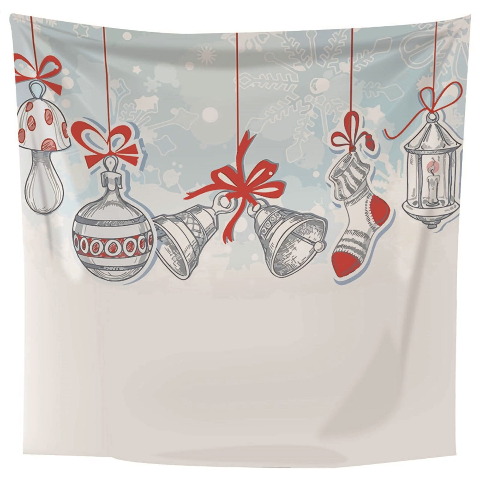 Tapices Salon, Decoración Cocina Pared Patrón de Colgante de Tema Navideño Poliéster Blanco Rojo 210x140CM