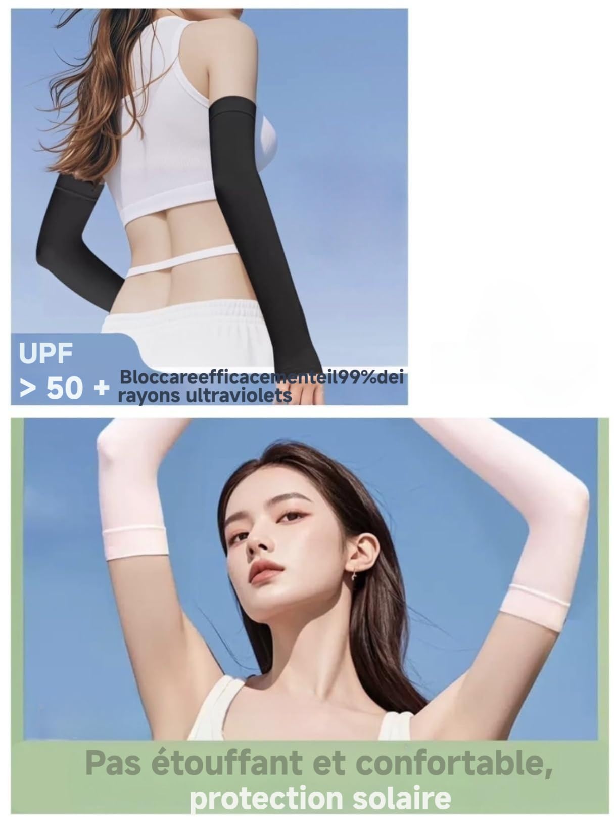 Manchette Bras Homme, Manchons De Bras Pour Le Sport, Manchons De Bras Respirants Et éLastiques Pour La Protection Contre Le Soleil-4