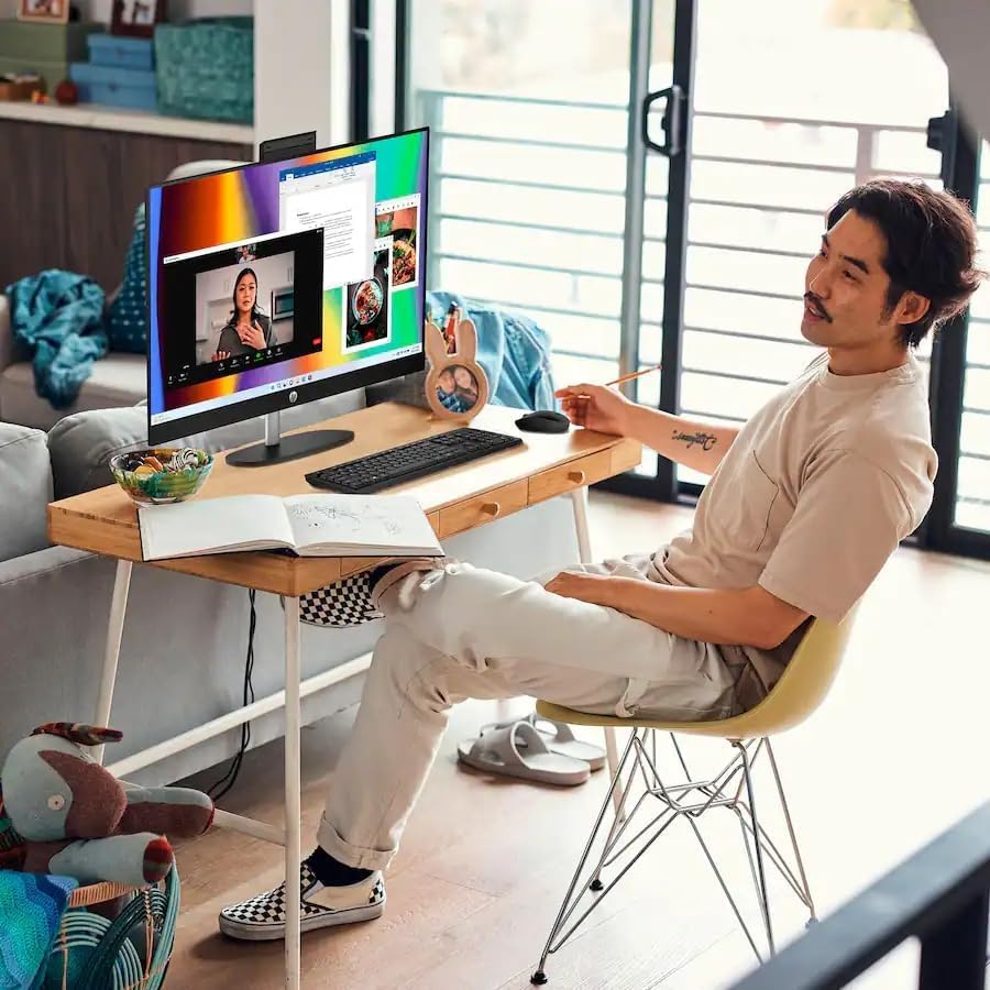 Image of HP 27 inch Touchscreen All-in-One Desktop Computer, AMD Ryzen 7 7730U