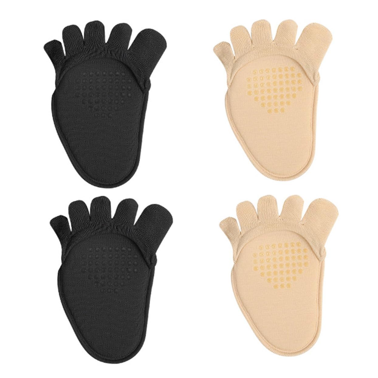 Holibanna 2 Pairs Women Half Socks Slip Invisible Five Finger Design for High Heels Summer Comfort Breathable Nude Colors