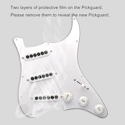 Miniatura 100 de SAPHUE TL Pickguard - Agujero de recogida de bobina individual de 3 capas, agujero de 8 tornillos, placa de rascar para guitarras eléctricas