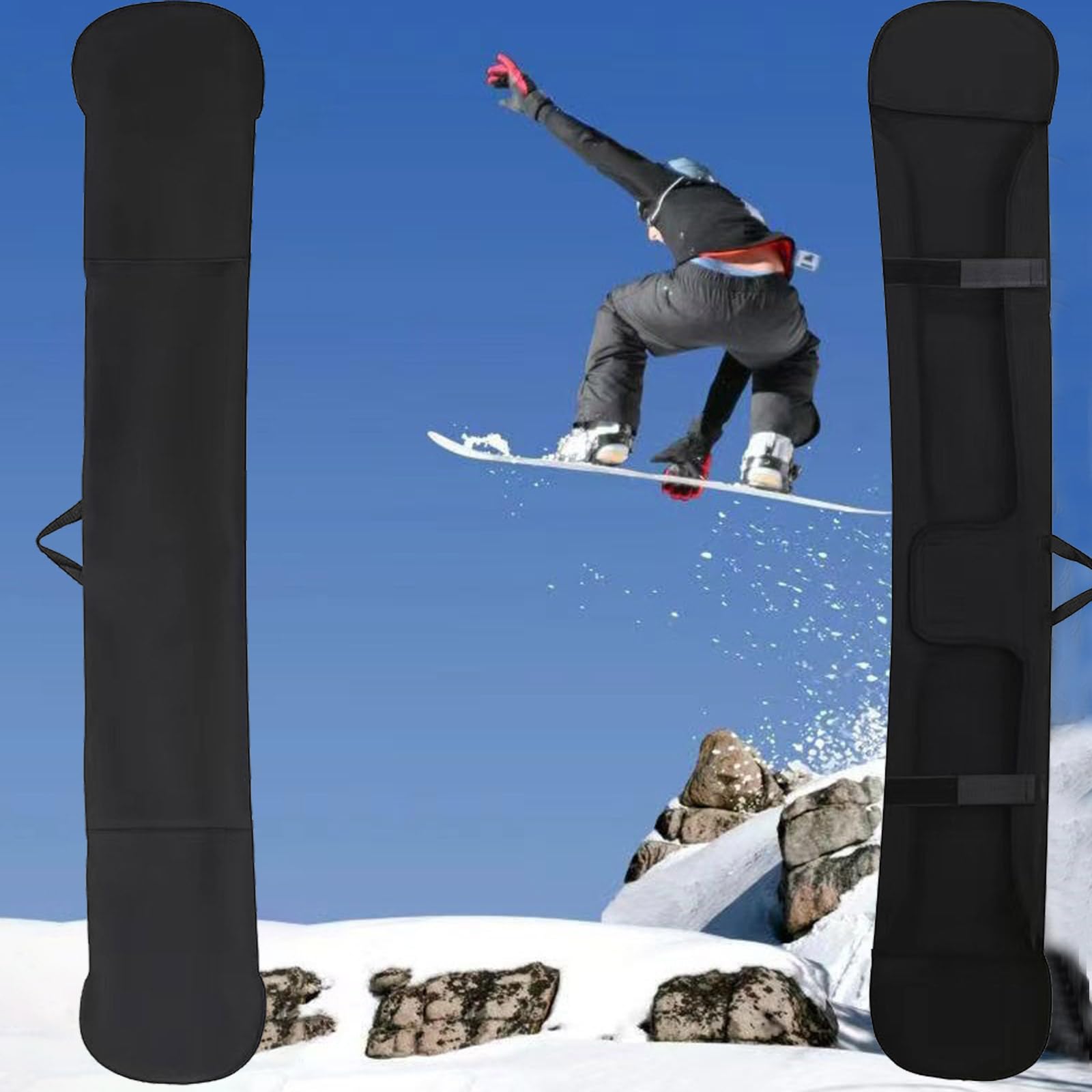 Funda de viaje para snowboard, 4 tamaños, impermeable, con construcción firme, de mano y hombro, adecuada para snowboard