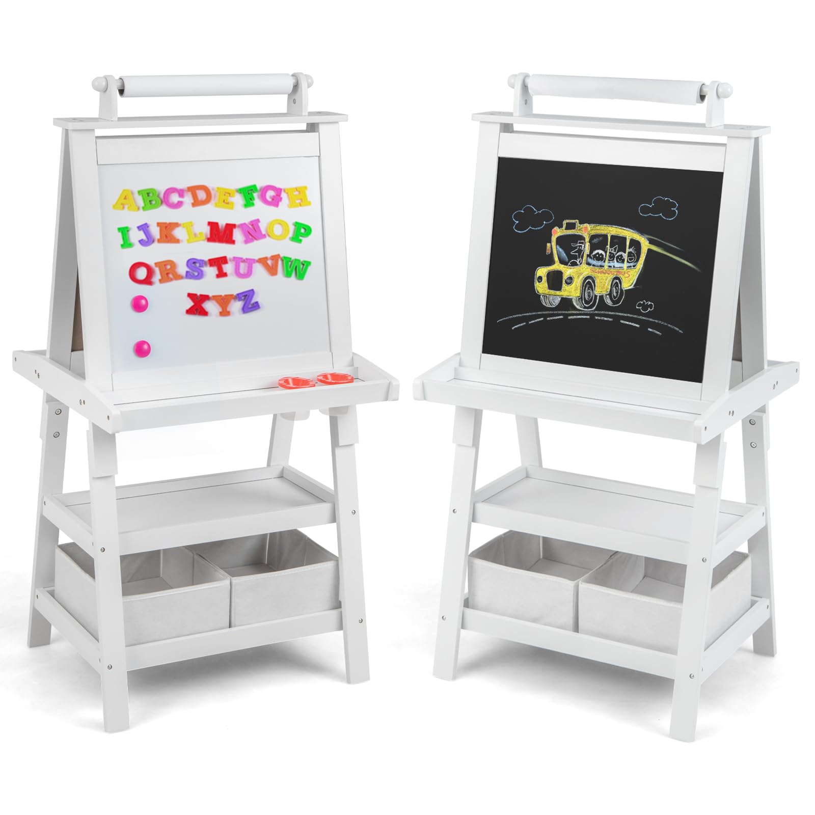 Lavagna A Doppia Faccia Per Bambini, Cavalletto Con Accessori Completi Tavolo Da Disegno Per Ragazzi Di Legno 1065x79x525 Cm 46058673