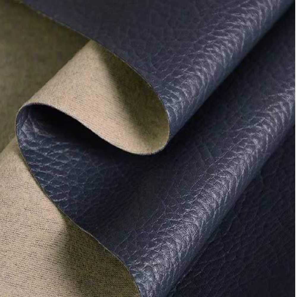 Podlinen Navy Blue 16 Colors Available Full Meter (100X137 Cm) Pvc Textured Faux Leather Grained Leatherette Upholstery Fabric (Navy Blue)