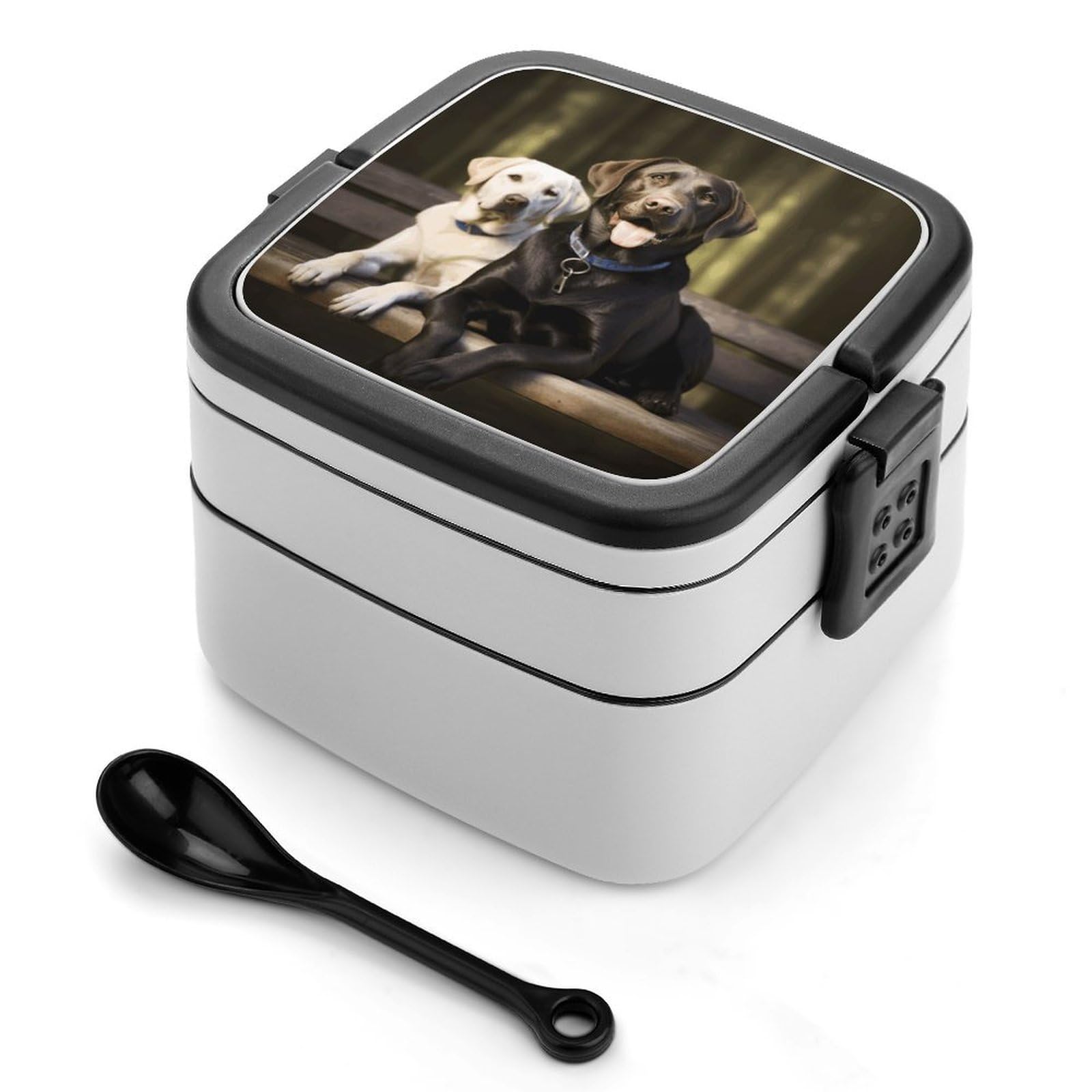 VstaDank Labrador Bento Box Portable Adult Lunch Box with 2 Layer&Spoon Reusable Insulated Lunchbox Large Food Containers Leak Proof Lunch Containers for Work Camping Meal Prep