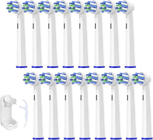 Cabezales de repuesto para cepillos de dientes eléctricos, paquete de 16 unidades, compatibles con Oral B Braun, cabezales de repuesto para cepillos