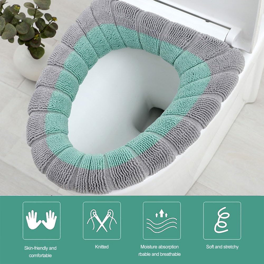 Funda Asientos de Inodoro, Cojín de Asiento de Inodoro Suaves, 3 Piezas Tapa de Inodoro Almohadillas con Levantador de Tapa de Inodoro, Funda de Asiento Lavable para Inodoro, Accesorio de baño