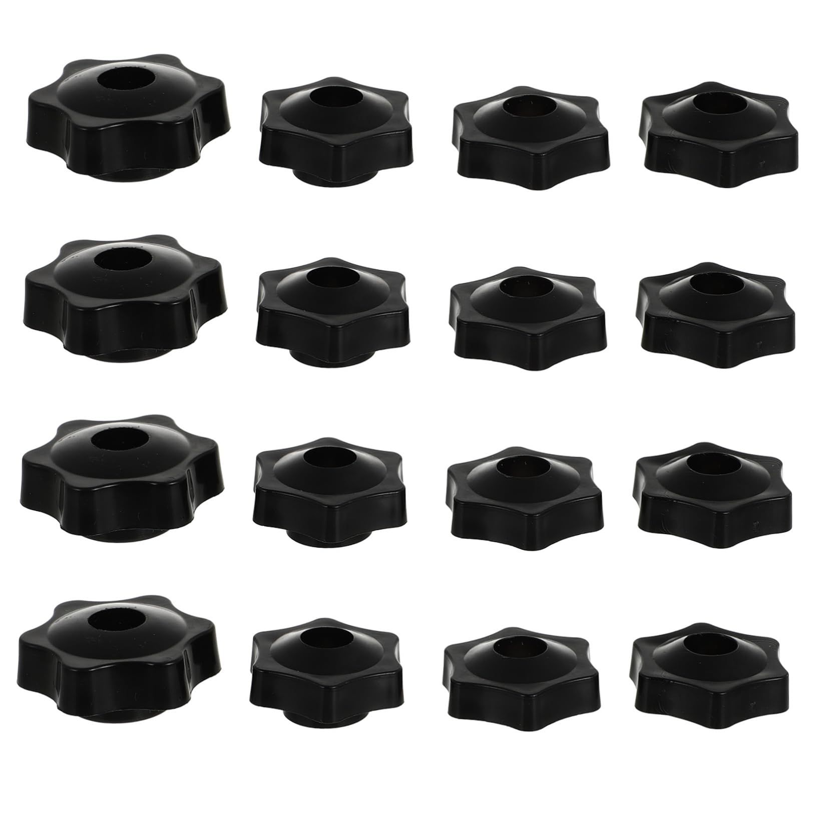 HOMOCONO 16pcs Handle Thread Knob Grip Knobs Clamping Screw Clamping Knob Assortment Clamping Control Knob Star Grip Nut Knobs Threaded Hand Knob Star Knob Kit Threading Tool Plastic Black