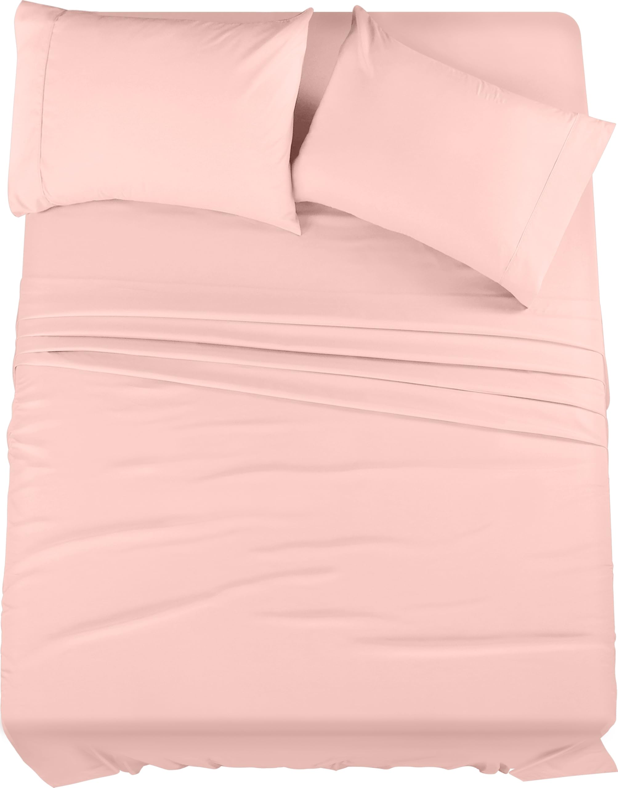 Bedding Queen Sheet Set – 4 Piece Bed Sheets for Queen Size Bed, Soft and Breathable Microfiber, Includes 1 Fitted Sheet, 1 Flat Sheet and 2 Pillowcases (Tea Pink)
