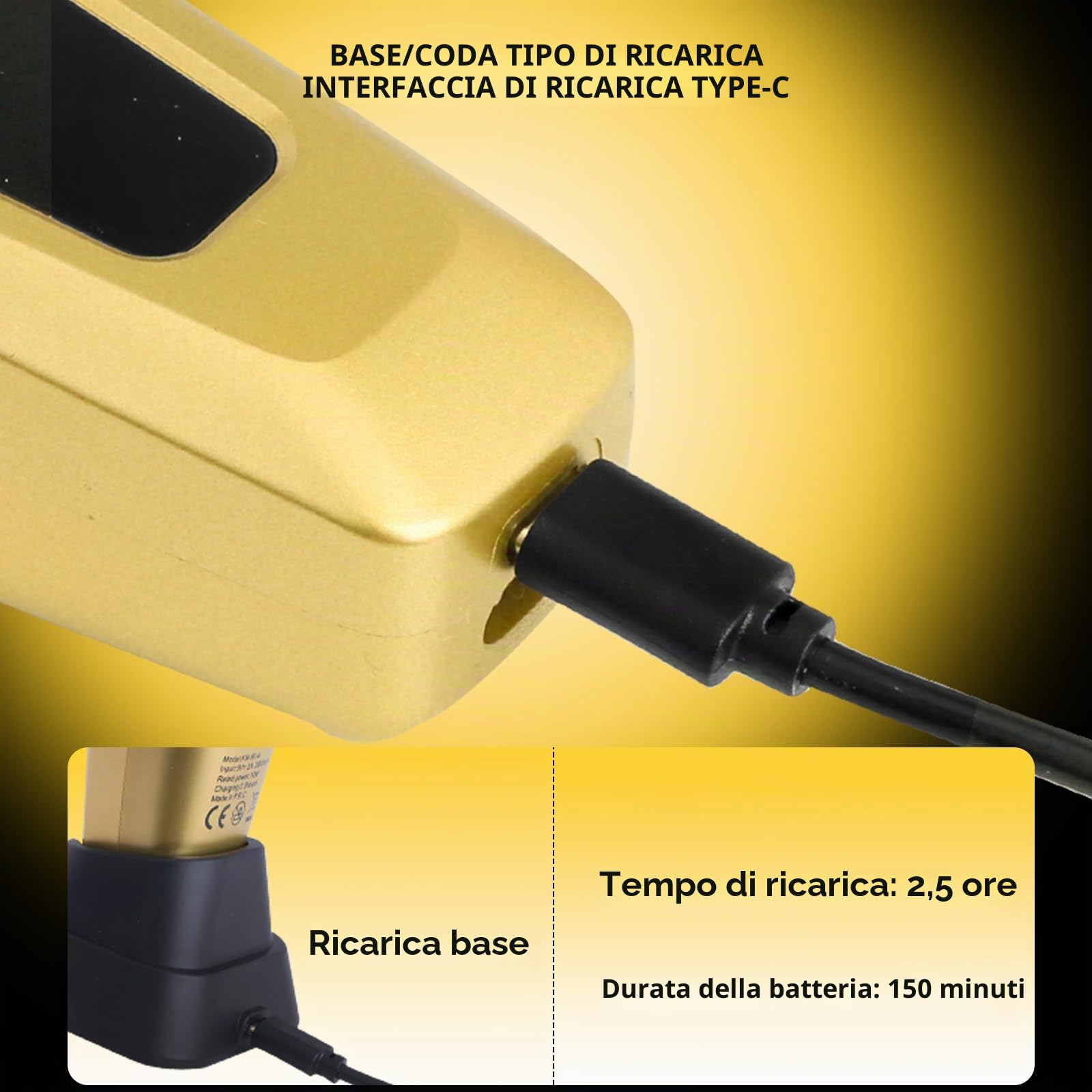 KEMEI KM-90-4 - Tagliacapelli professionale da uomo, kit per tagliare i capelli e la barba, tagliacapelli a lama regolabile con USB ricaricabile, regalo per uomini