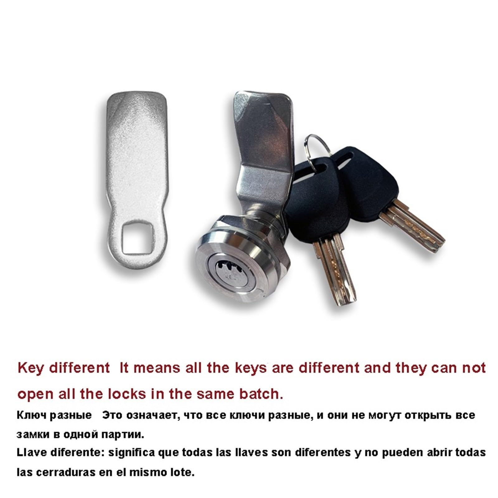 Lock 304 Stainless Cabinet Lock with 2keys 2 Cam Piece 3 Length MA121 1Pcs(Key Different)