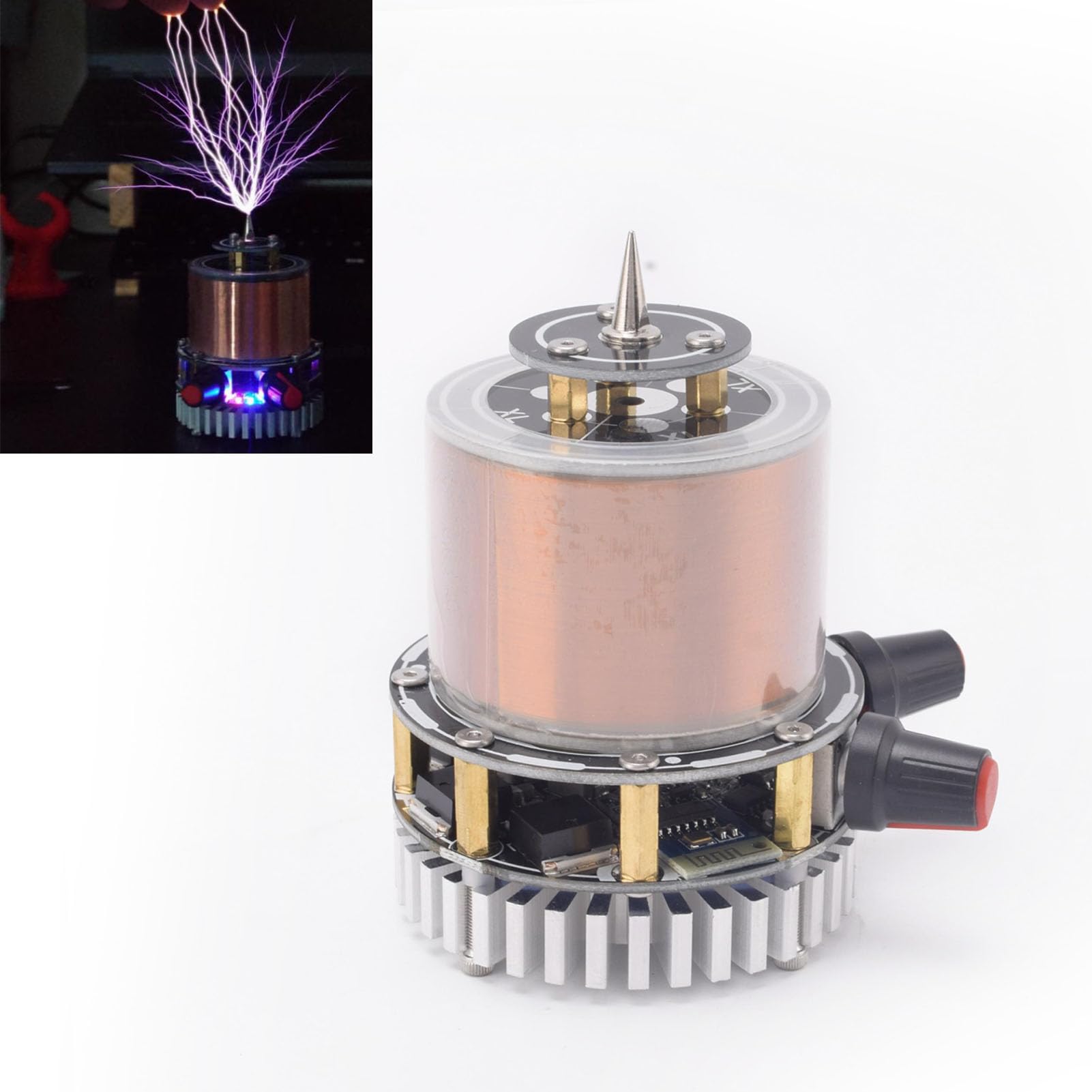 Oumefar Generatore Ad Bluetooth a Bobina Musicale con LED per Appassionati e Scopi Educativi Materiale in Acciaio Legato