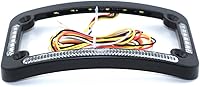 Vista 5 de HTTMT - Marco de matrícula curvo LED dual para motocicleta con señal de giro, luz de freno - Acabado negro Universal compatible con cualquier