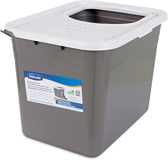 Petmate Enclosed Cat Litter Boxes with Hinged Lid and Wide