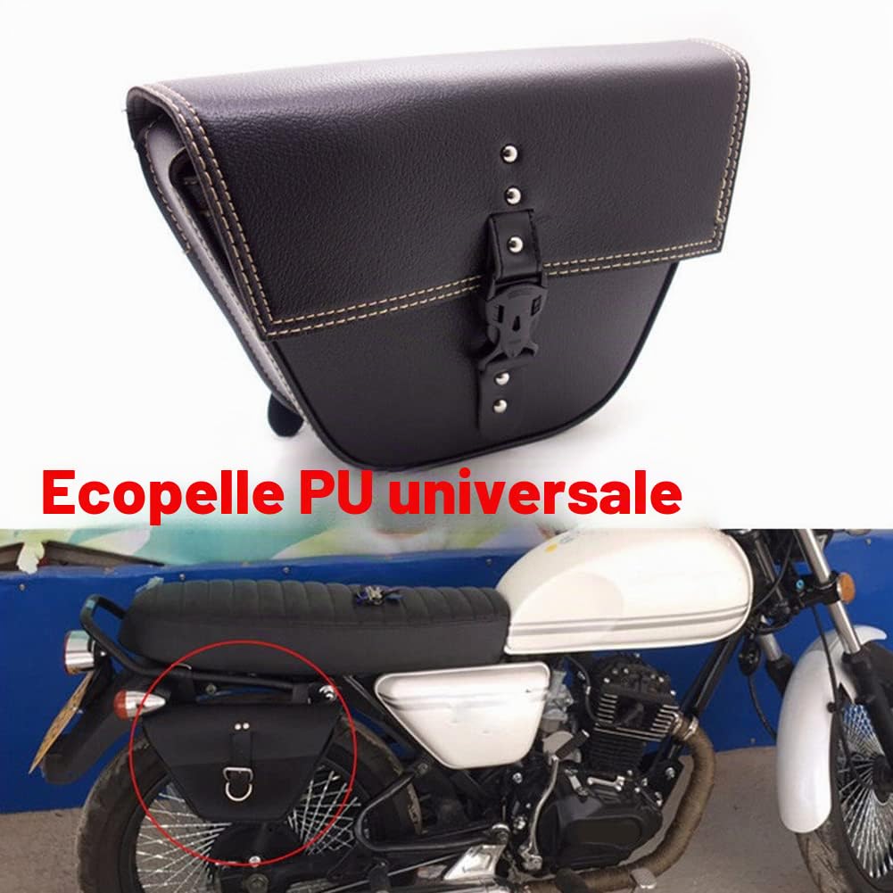 Borsa Laterale per Moto Triangolare Resistente Fibbia a Sgancio Rapido Ampio Spazio di Archiviazione Misura Universale Adatta per Cafe Racer ATV Motociclisti Personalizzati Pelle Sintetica