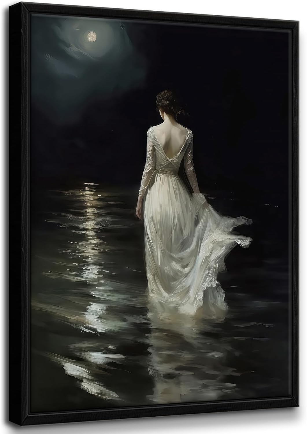 Arte de pared enmarcado de mujer Moody, pintura oscura de academia, decoración de pared, gótica victoriana, impresiones artísticas de mujer vintage