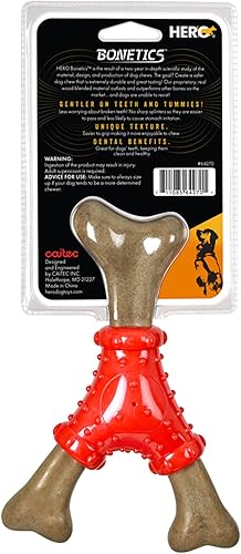 Vista 11 de Hero Bonetics Noisy Joint Wishbone - Promueve dientes saludables, encías y mente, sabor a tocino, para perros medianos