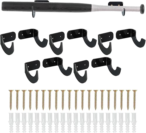 uxcell Soporte de pared acrílico para bate de béisbol, 5 juegos de colgador horizontal para bate de béisbol, exhibición de bate de béisbol negro