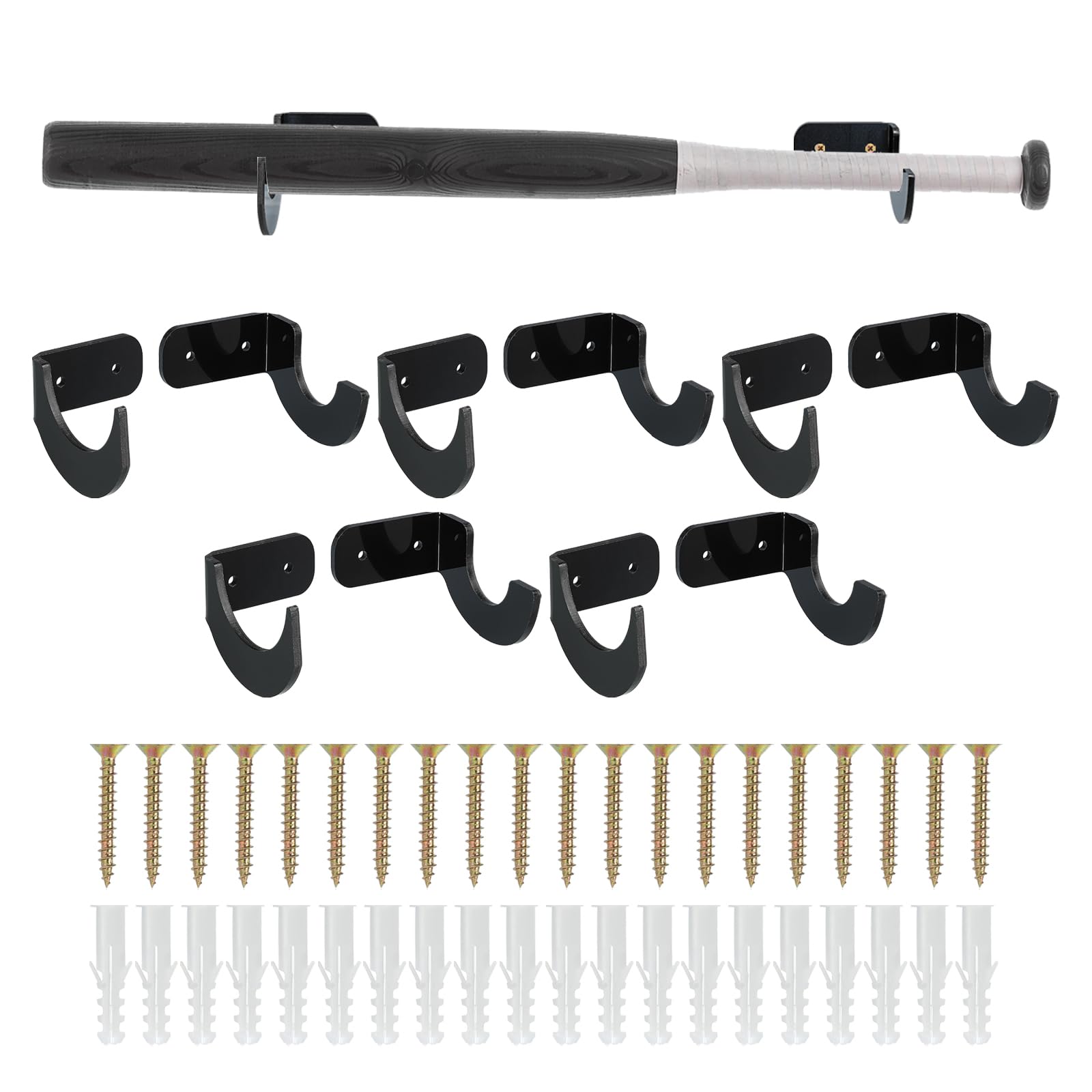 Support acrylique batte de baseball mural horizontal rangement softball crosse hockey 5 sets