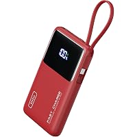 INIU Power Bank, 10000mAh 45W Ricarica Rapida Powerbank con Cavo USB C Integrati