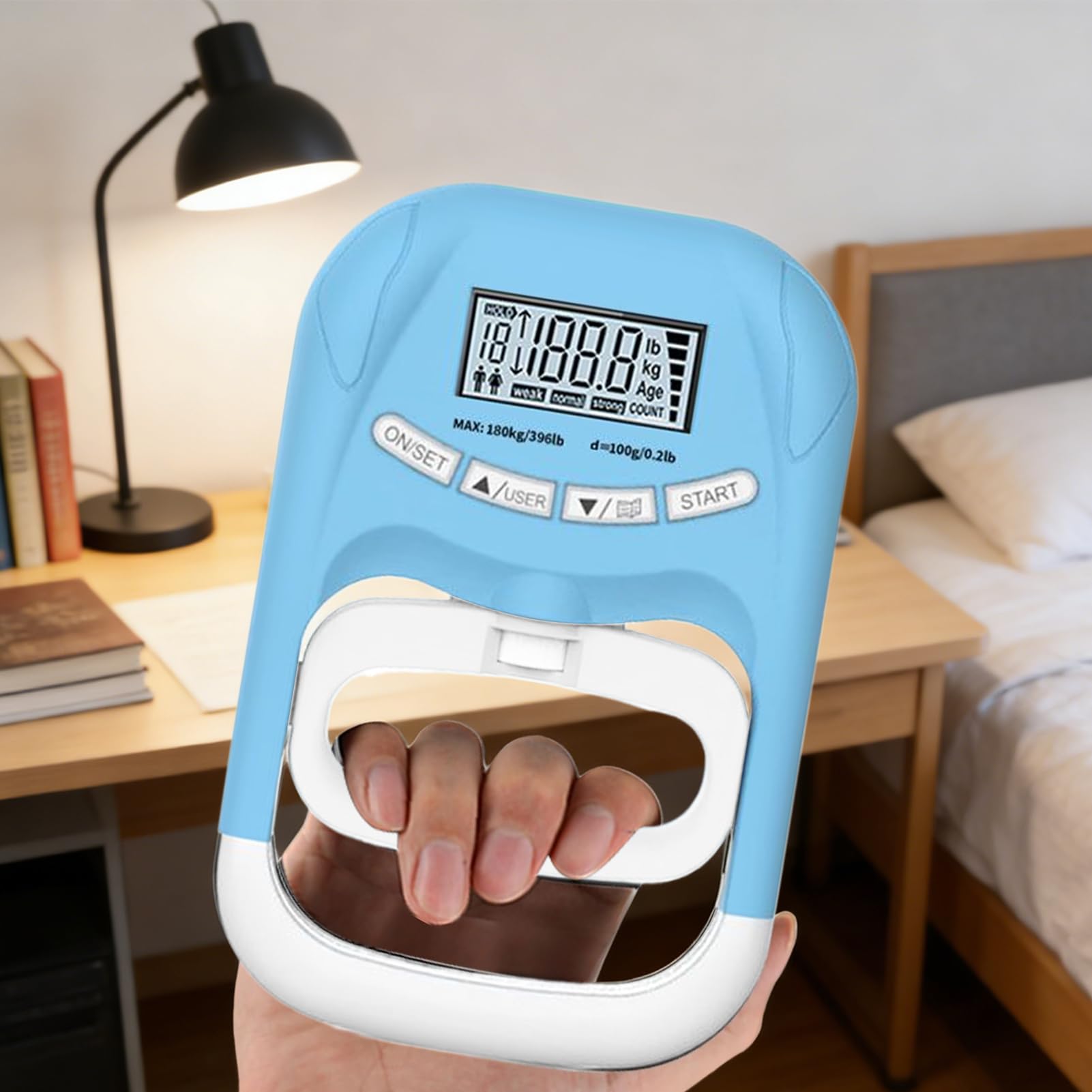 Dinamometro A Maniglia Manuale | Maniglia Ricaricabile 180 kg,Forza Di Presa Con Display Digitale | per Recupero Muscolare Allenamento Sportivo Ufficio Casa Viaggi