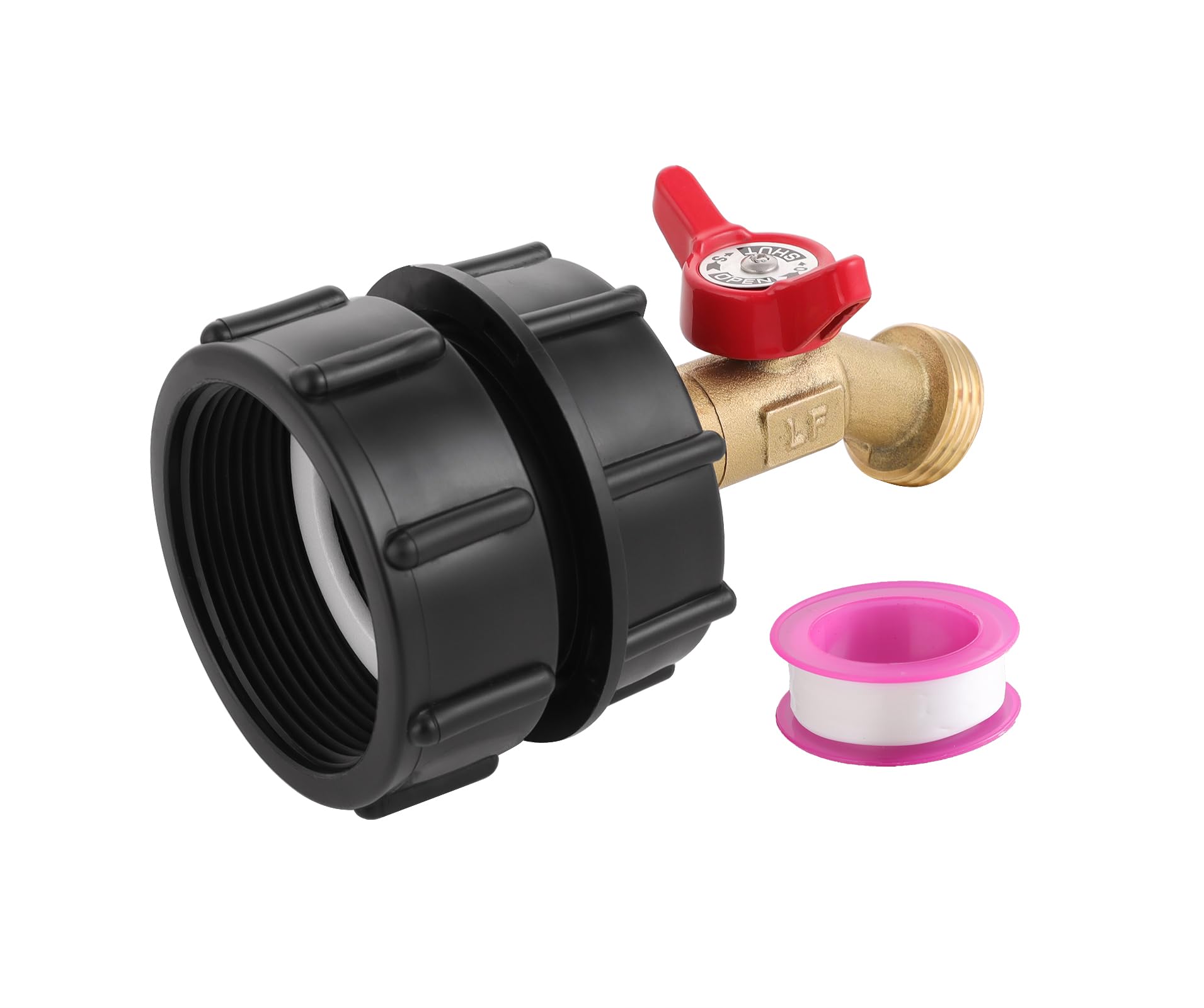 275-330 Gallon IBC Tote Tank Adapter,2" Fine Thread + Lead-Free Brass Garden Hose Valve Faucet,IBC Water Tank Fitting,3/4" GHT Garden Hose Fitting,Garden Hose Connector Replacement Valve Fitting