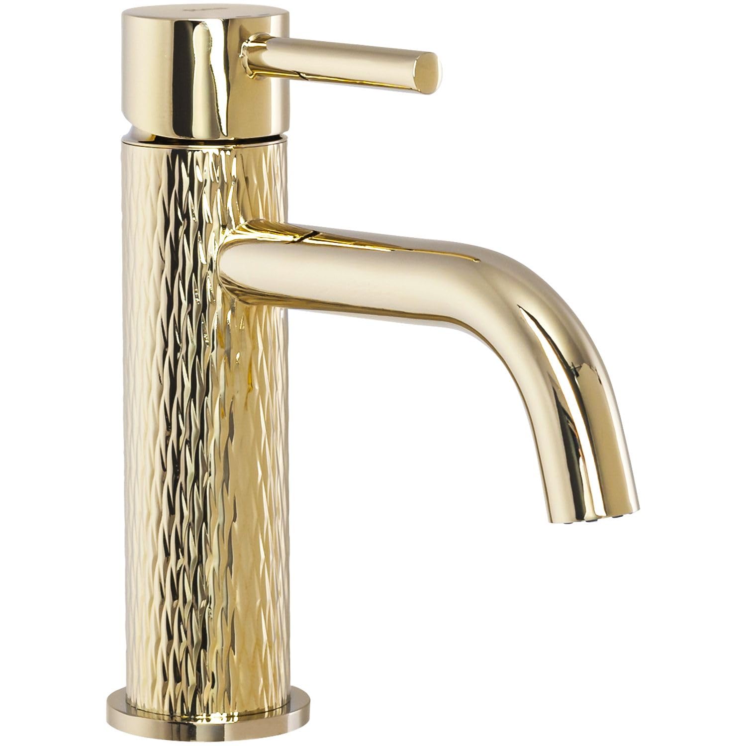 Rea - Lungo Lungo Art Gold Rubinetto Lavabo Basso Miscelatore Da Bagno In Ottone Miscelatore Monocomando Caldo E Freddo Regolabile (Oro) 15x5x16,5cm