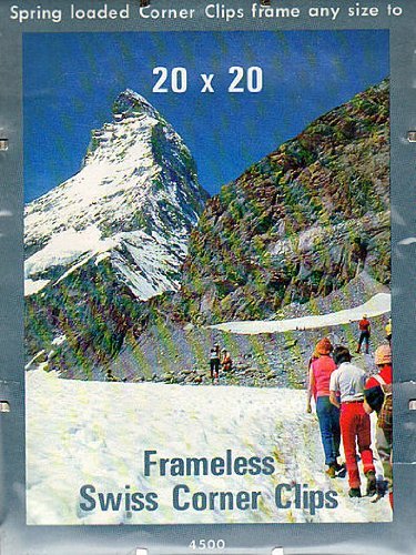 BC Imports Swiss Corner Clips Metal Frame Clips for Pictures up to 20 x 20 inches, 1 Set of 4 Clips
