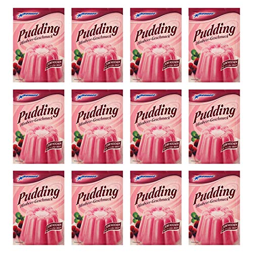 12er Pack Komet Pudding Himbeer-Geschmack (12 x 40 g) zum Kochen Puddingpulver Puddingdessert Dessert Dessertpulver