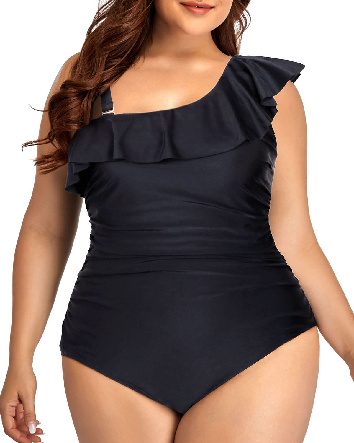 Plus Size Bathing Suits for Women One Piece Swimsuits One Shoulder