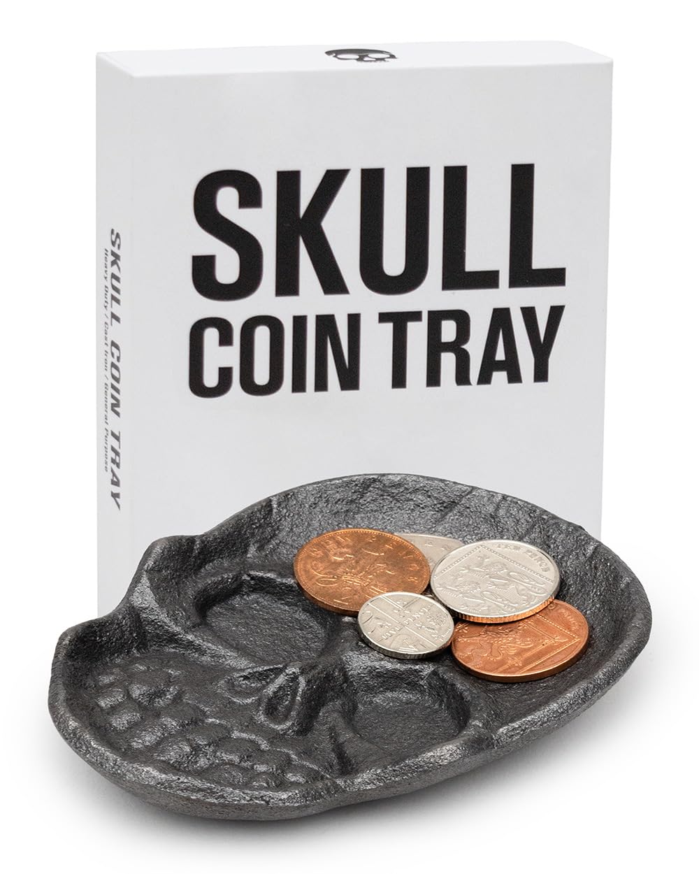 Suck UK - Women’s Trinket Tray | Gothic Money Tin | Desk Tidy Tray for Jewellery Rings Coins | Birthday Gifts for Her | Unique Gothic Room Decor | Skull Coin Dish Home or Office Accessories | Metal