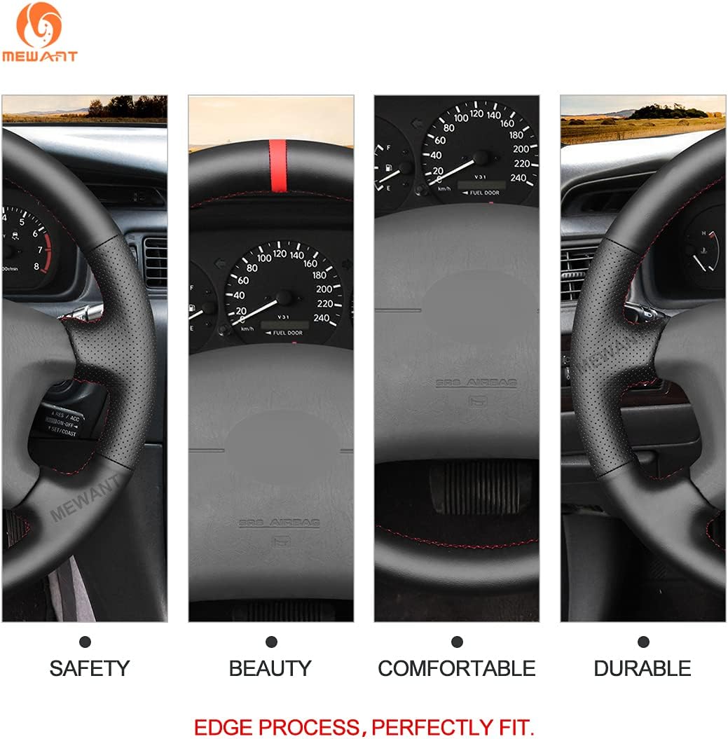 MEWANT Leather Car Steering Wheel Cover for Toyota 4Runner 1998-2002 / Camry 1997-2001 / Corolla 1998-2002 / Sienna 1998-2003 / Tundra 2000 / Steering Wheels Accessories
