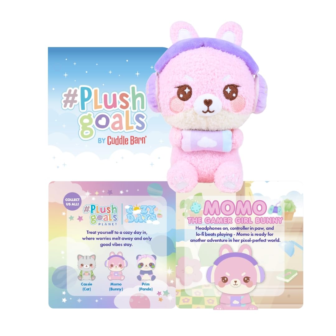 PlushGoals Kawaii Plüschhase – Lil Serie Momo The Gamer Girl Bunny von PlushGoals, weiches Stofftier, entspannend mit niedlichem Gaming-Zubehör, gemütliches Geschenk für Kinder, Jugendliche und