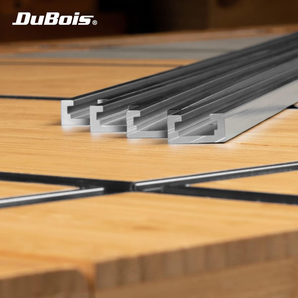 DuBois 51012 48 Inch Double-Cut Profile Universal T-Track with Predrilled Mounting Holes, 2 Pack, Aluminum T Track for Woodworking Jigs and Fixtures, Drill Press Table, Router Table, Workbench