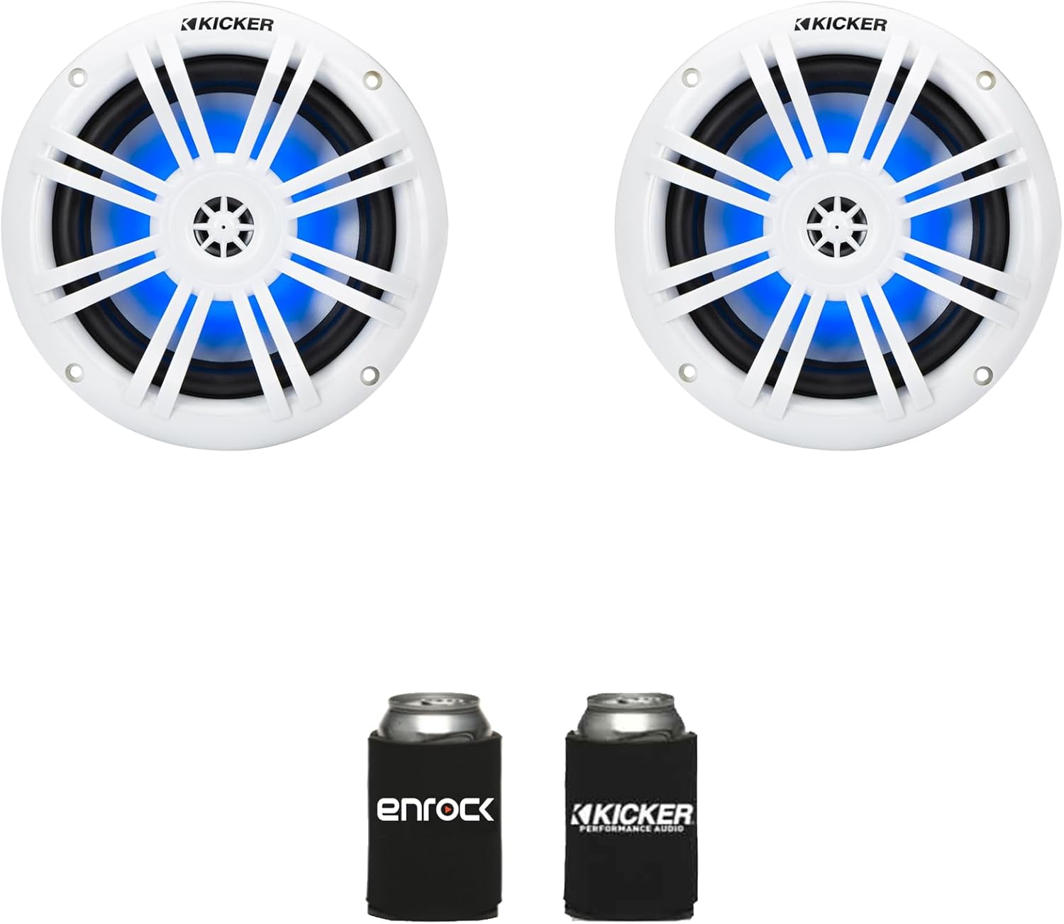 KICKER 51KM604WL KM 6.5" 150 Watts Max Power 4 ohms RGB LED Marine Coaxial Speakers (3 Pairs)