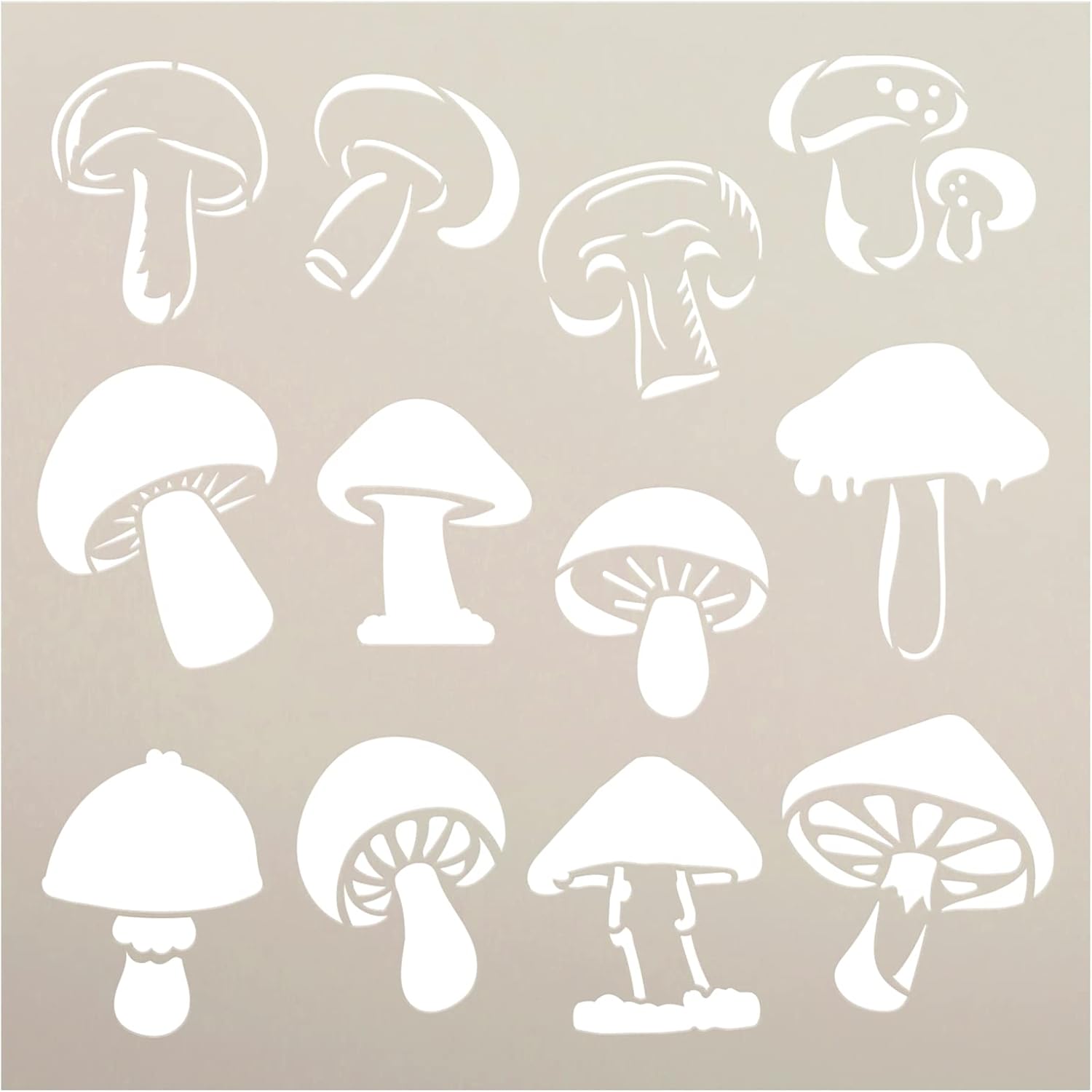 Mushroom Embellishments Stencil by StudioR12 | Craft DIY Home Decor | Paint Decorative Wood Sign | Reusable Mylar Template | Select Size (12 inches x 12 inches)