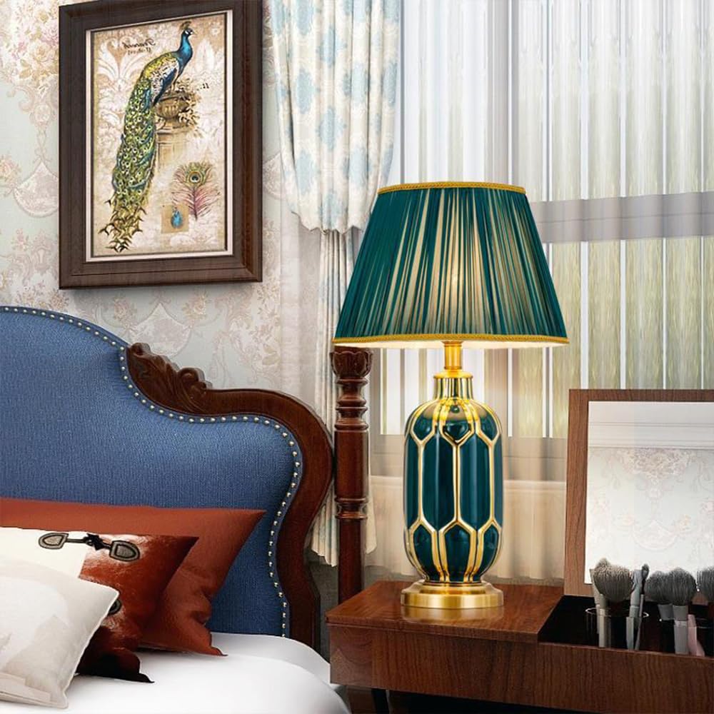 Lampada da tavolo in ceramica americana a LED Arte moderna di lusso Soggiorno Villa Hotel Studio Camera da letto Comodino Scrivania Luce (Stile 1)