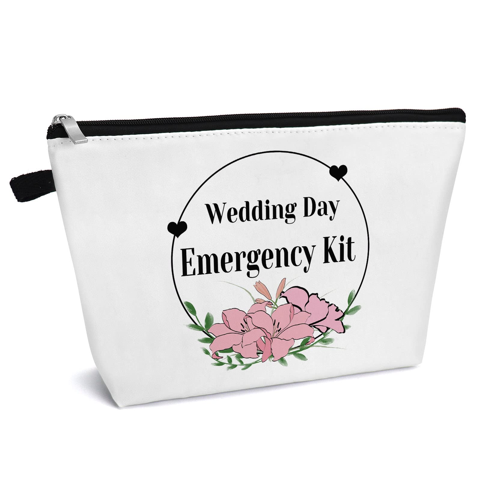 Bridal Bridesmaid Gifts Wedding Day Emergency Kit Makeup Bag Maid of Honor Gifts Bridal Shower Gifts Bridal Wedding Party Gift for Best Friend Cosmetic Bag Bride to Be Gift Travel Toiletry Pouch