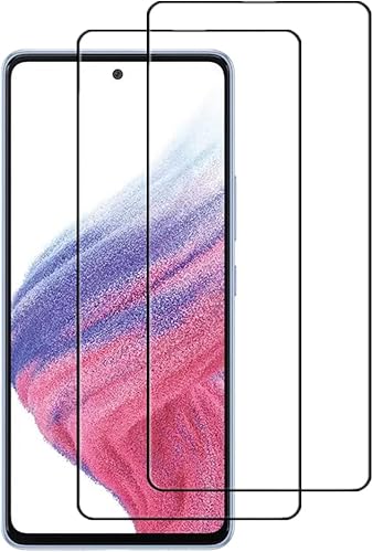 Protector de pantalla de cobertura completa para Galaxy A53 5G, 2 unidades, seda negra, antiarañazos, fácil de instalar, película protectora de