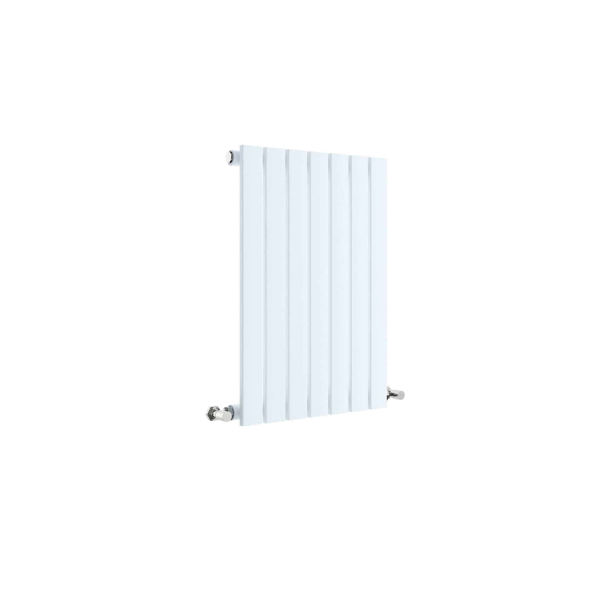 Nuie HLW54 Sloane Modern Home Wall Mount Designer Horizontal Single Panel Radiator, 600mm x 412mm x 53mm, High Gloss, Satin White