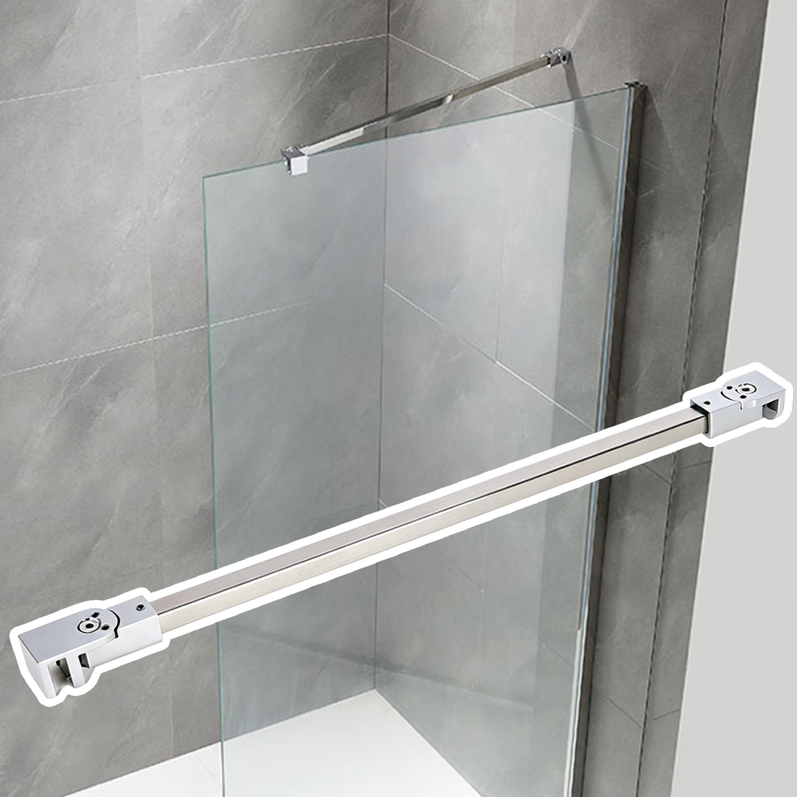 Dailify Length Shower Screen Support Bar Mirror Silver Shower Support Bar For Frameless Glass Door, Stainless Steel Glass Screen Arm Stabilizer, Sturdy Walk In Enclosure Brace Brackets(50Cm/19.7In)