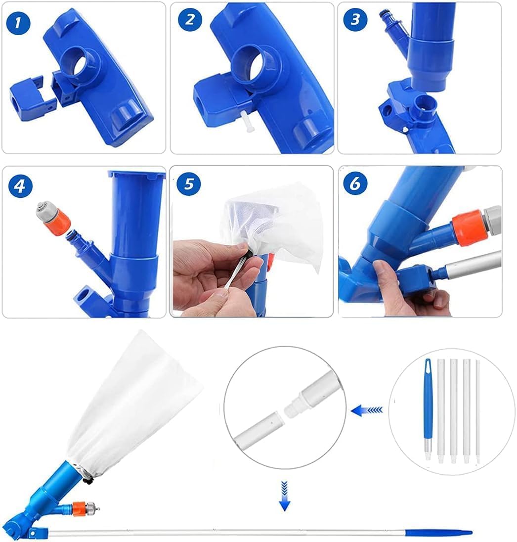 GEDEGOOK Aspirapolvere per Piscina, Mini Aspirapolvere Portatile Accessori con Spazzola per Pulire, Kit Pulizia Piscina, Kit Pulizia Piscina per la Piscina di Casa, per Laghetti o per Spa