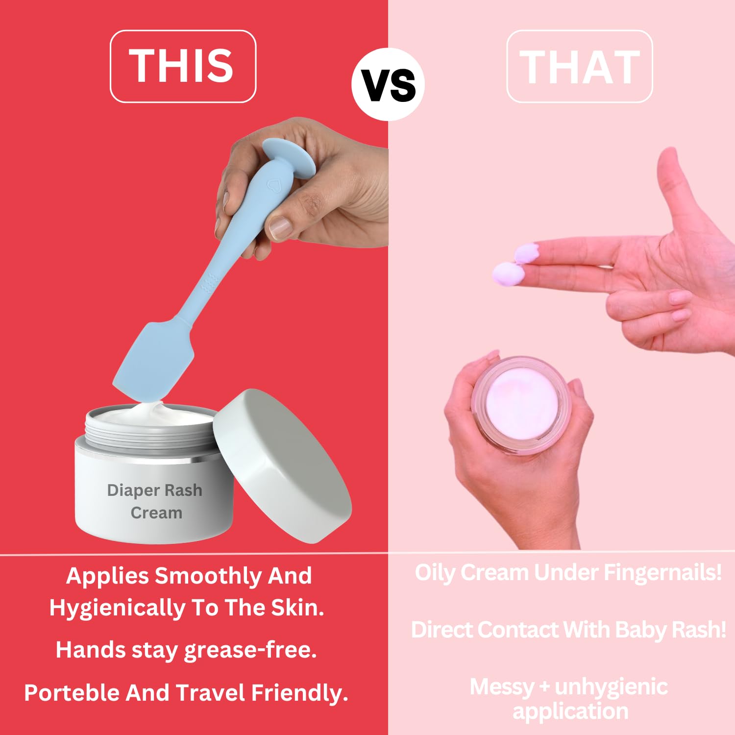 Tekme Silicone Baby Diaper Cream Spatula with Suction Cup Base, Diaper RashCream Applicator for Babies, Mess-Free Spatula for Rash Cream (Blue) - Image 2 thumbnail