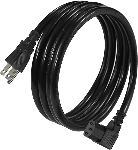 Miniatura 1 de Cable de alimentación para monitor de computadora de 90 grados NEMA 5-15P a ángulo recto C13, 13A 125V, 16AWG, cable de alimentación de CA de 3